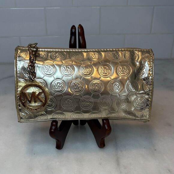 Michael Kors Shimmering Gold Cosmetic Case Pouch - Picture 1 of 14